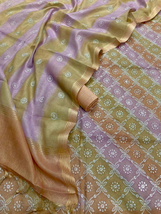 Linen Tissue Silk Embroidery Suit [Anjum]