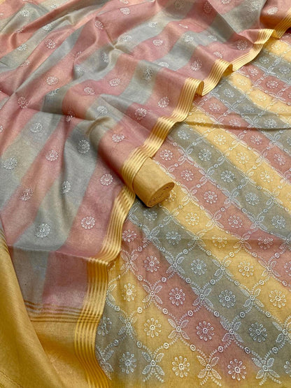 Linen Tissue Silk Embroidery Suit [Anjum]