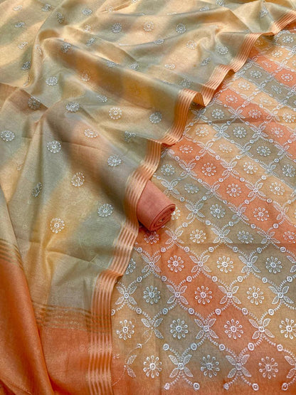 Linen Tissue Silk Embroidery Suit [Anjum]