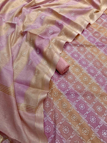 Linen Tissue Silk Embroidery Suit [Anjum]