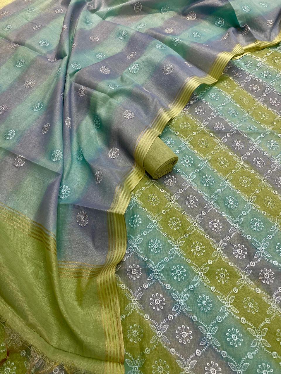 Linen Tissue Silk Embroidery Suit [Anjum]