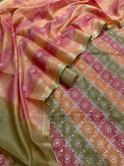 Linen Tissue Silk Embroidery Suit [Anjum]