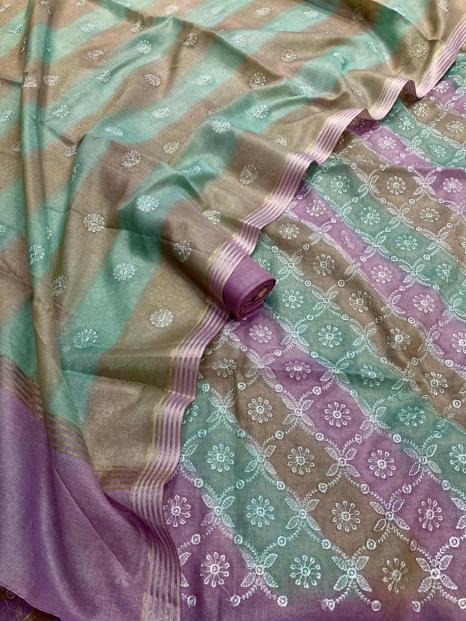 Linen Tissue Silk Embroidery Suit [Anjum]