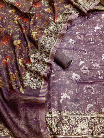 Linen Tissue Silk Printed Suit [Anwar]