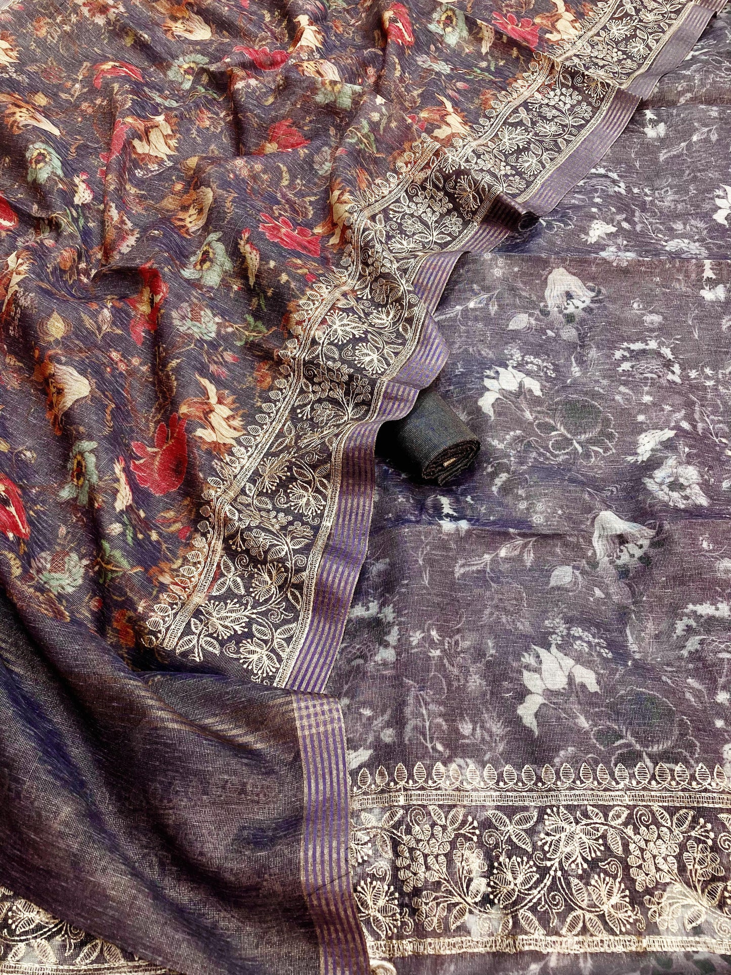 Linen Tissue Silk Printed Suit [Anwar]