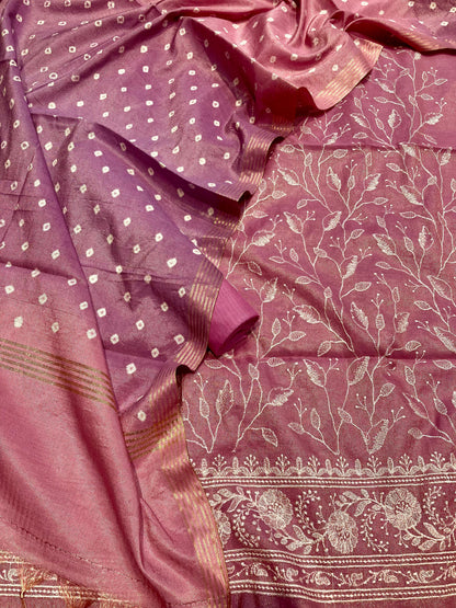 Linen Tissue Silk Embroidery Suit [Arwa]