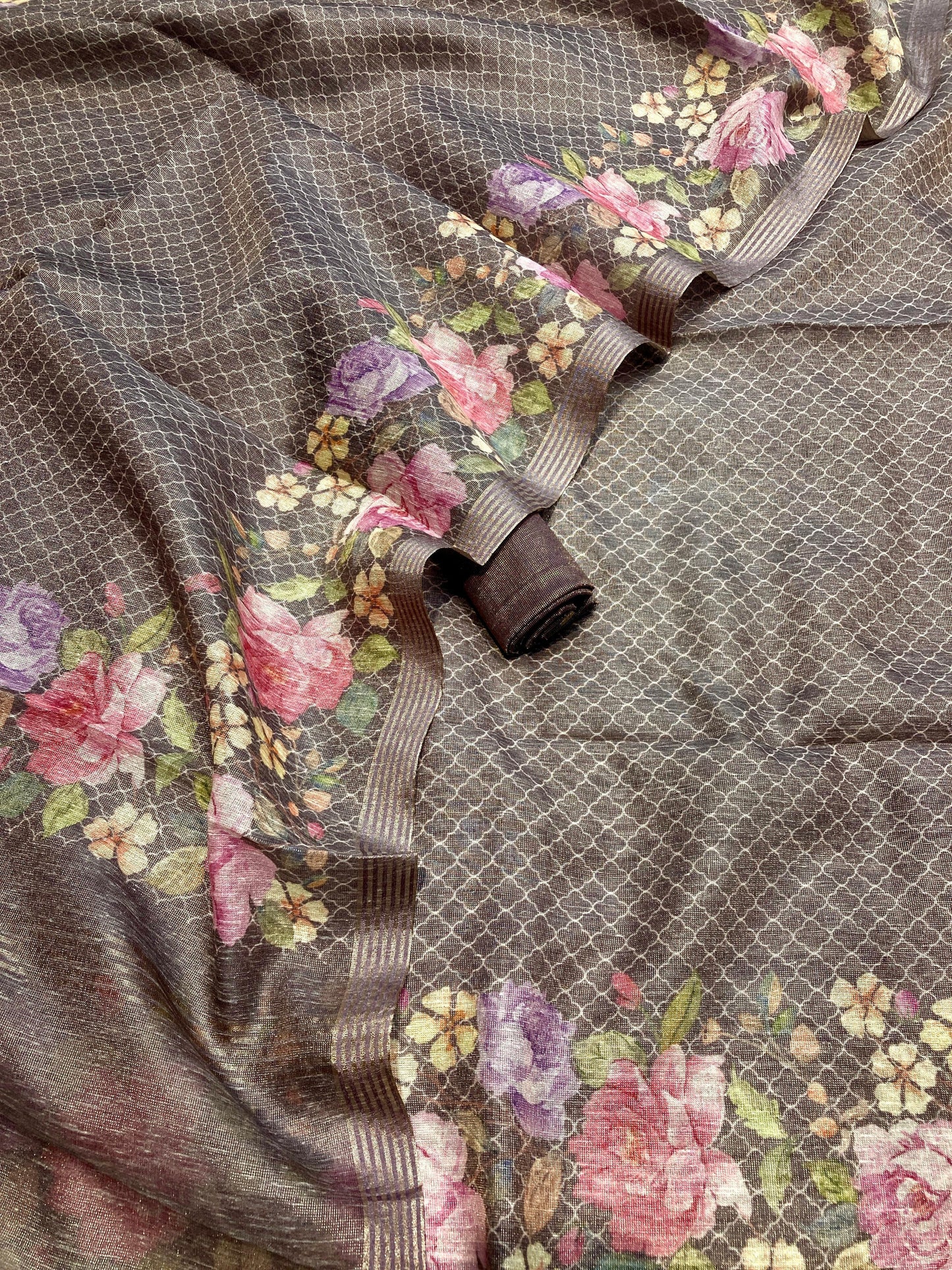 Linen Tissue Silk Printed Suit [Arij]