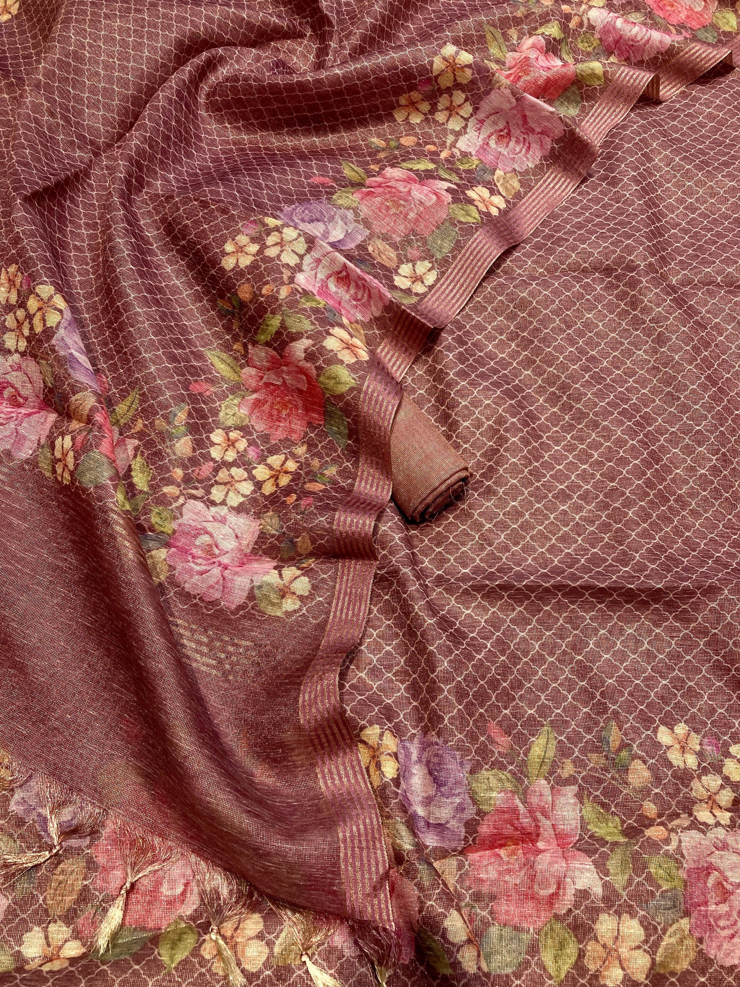 Linen Tissue Silk Printed Suit [Arij]